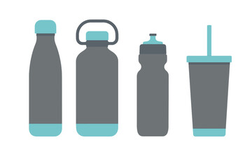 Reusable drink containers set featuring insulated bottles, sport shaker, and travel tumbler cup