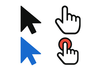Collection of computer mouse cursors and hand pointers for interface selection