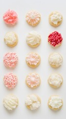 Delicious Pastel Sugar Cookies with Variety of Frosting