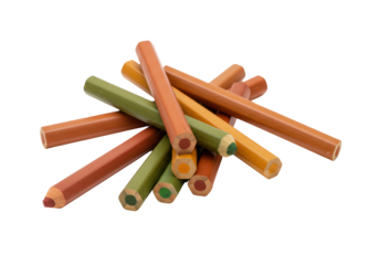 Isolated group of colored pencils for drawing in earth tones with no background here