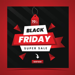 Black Friday Sale Social Media Pack Template Premium Vector with 50% Discount