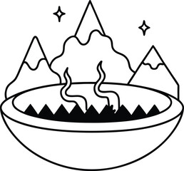 floating hot springs in fantasy mountain coloring