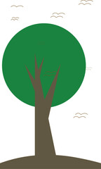 green tree with roots & green leaves shape vector illustration, nature plant view vector illustration