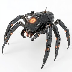 Futuristic spider robot advanced technology concept isolated on white background showcasing innovation and engineering