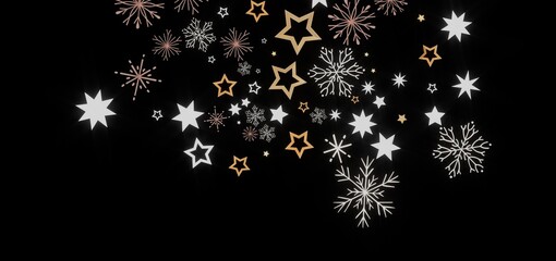 Beautiful winter background with stars and snowflakes. Perfect for holidays, celebrations, and winter themes.