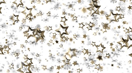 Sparkling gold stars and snowflakes on white. Perfect for holidays, celebrations, and winter designs.