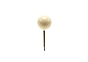Isolated beige pushpin with a round head, used to fasten papers on a cork board or wall