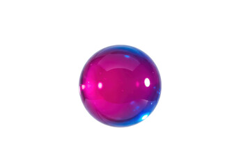 Isolated object of glass orb with magenta and blue gradient, smooth surface, and highlights