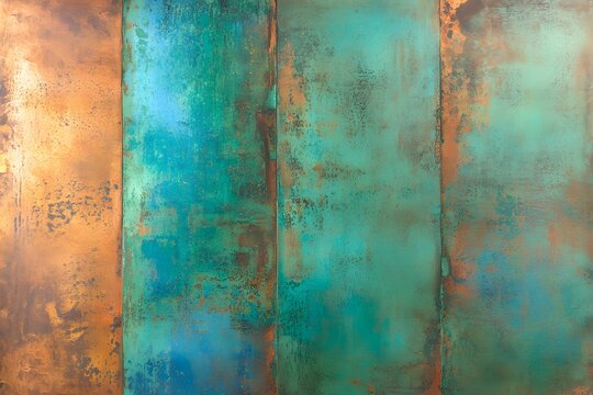 Patina texture abstract, aged metal background with turquoise and copper color