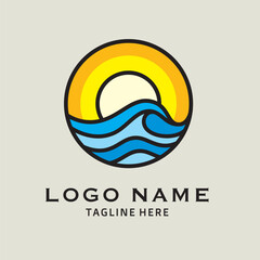 Vector logo with a sunset theme on the beach