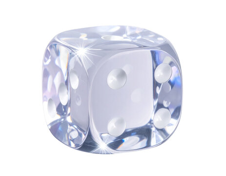 Luxury Diamond-Encrusted Ludo Dice with Sparkling Facets, Front View, isolated PNG