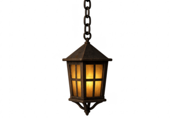 Rustic medieval style lantern lamp hanging with chain