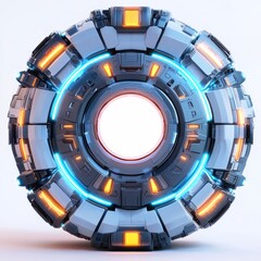 Naklejka premium Futuristic sphere with glowing elements a high-tech design concept ideal for technology and science fiction projects