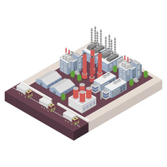 Industrial work plant concept with isometric chimney tower