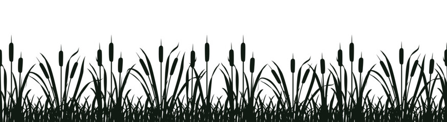 seamless swamp vegetation silhouette vector illustration of 