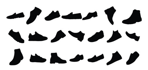  collection of silhouette illustrations of types of men s shoes