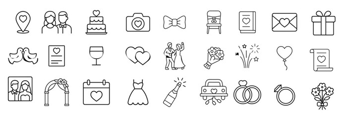 delicate outline wedding elements celebrate romance and