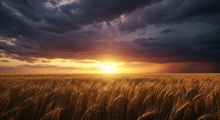 sunset over wheat field