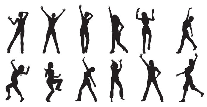 Flat design of dancer silhouette set vector