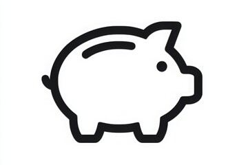 A black outline of a piggy bank is featured, showcasing its iconic shape. This representation emphasizes savings and financial planning in a minimalistic design.