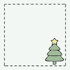 Obraz premium Simple decorative frame with hand-drawn Christmas tree design 