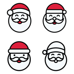 Minimalist Santa Face Avatar Bundle for Merry Christmas and New Year Design