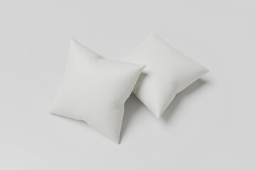 Blank Square Pillow mockup with white background. 3D rendering