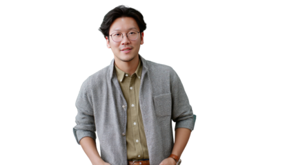 Casual Confidence: A composed individual, showcasing his personal style, a display of approachable demeanor.