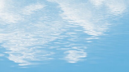 Naklejka premium Mirror Symmetry Serene Tranquil Water Texture Solid Light Blue Background Subtle Cloud Reflection - Calm Aquatic Elegance