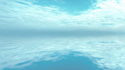 Obraz premium Mirror Symmetry Serene Tranquil Water Texture Solid Light Blue Background Subtle Cloud Reflection - Calm Aquatic Elegance