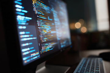 Computer screen displaying code during late-night programming session