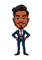 Vector illustration of business and businessman cartoon character design on white background