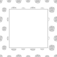 sausage frame. doodle grill sausage square frame. hand drawn sausage frame background. grill sausage background