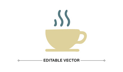 Tea Cup with Steam Icon Editable Vector
