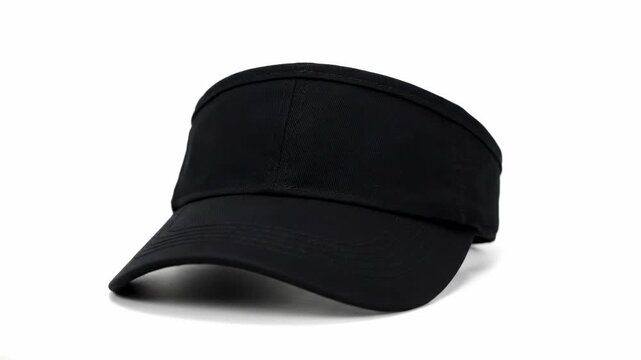 Black Visor Cap Isolated on White - A close-up studio shot of a black visor cap set against a clean white background.