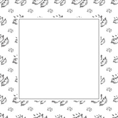 sausage frame. doodle grill sausage square frame. hand drawn sausage frame background. grill sausage background