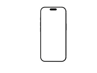Clean vector illustration of a modern smartphone with a blank screen, perfect for app presentations or website mockups. Easy to use and customize.