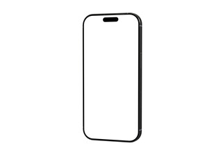 High-quality image of a modern smartphone with a blank screen, perfect for app presentations or website mockups. Isolated on white background.