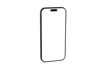 High-quality image of a modern smartphone with a blank screen, perfect for app presentations or technology designs. Isolated on white background.