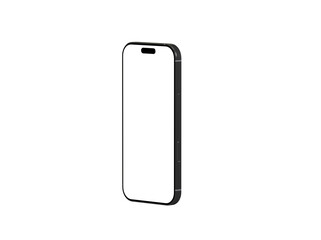 High-quality photo of a black smartphone with blank screen, perfect for app presentations or technology advertising. Clean, modern design.