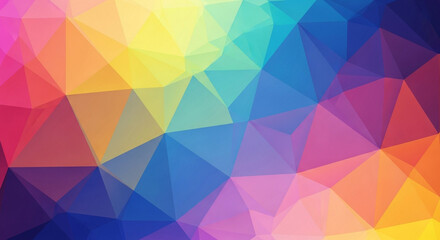 Colorful polygonal background with a mix of vibrant hues and triangular facets, creating a visually appealing and contemporary design element