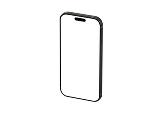High-quality image of a black smartphone with a blank screen, perfect for app presentations or website mockups.  Clean design, isolated on white.