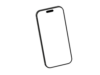 High-quality image of a modern smartphone with a blank screen, perfect for showcasing app designs or mobile technology. Isolated on white background.