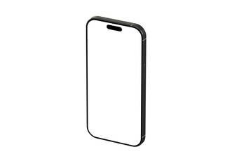 High-quality image of a modern black smartphone with a blank screen, perfect for app presentations or website mockups.  Clean design, isolated on white.