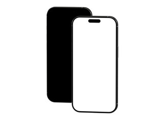 Clean smartphone mockup, perfect for app presentations.  Black and white screens for versatile use.