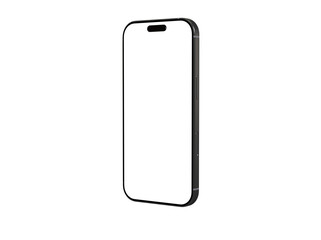 High-quality image of a modern smartphone with a blank screen, perfect for app presentations or website mockups. Isolated on white background.