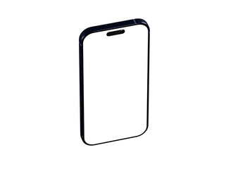 High-quality isometric mockup of a modern smartphone with a blank screen, ideal for app presentations and website designs.