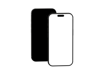 High-quality image of a smartphone mockup with black and white screens, perfect for app presentations or website designs. Clean and modern aesthetic.