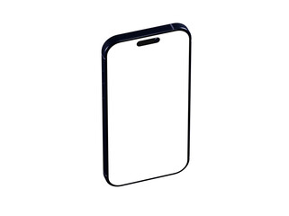 Clean isometric illustration of a smartphone with a blank screen, perfect for app presentations or UI design showcases.