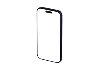 Clean isometric view of a smartphone with a blank screen, perfect for app presentations or technology concepts.